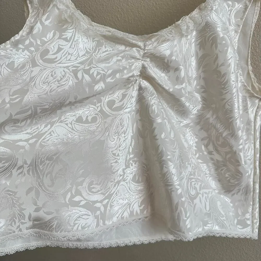 handmade white satin victorian print camisole - Picture 6 of 6